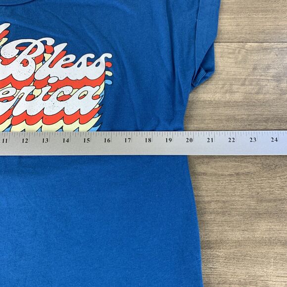 Womens T-Shirt Size Medium Blue God Bless America Graphic Shirt Made in the USA - Picture 4 of 9